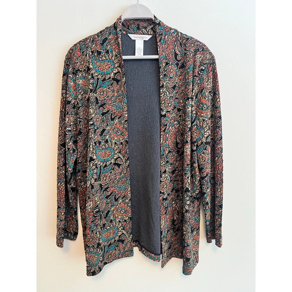 Draper’s & Damon’s Woman’s Cardigan Duster Gorgeous Paisley Print Size: XL